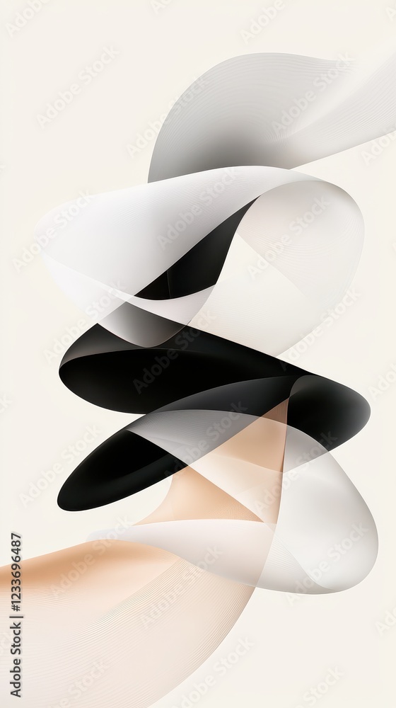 Aufkleber abstract shapes swirling in muted tones eye-level view introspective graphic art soft lighting envir