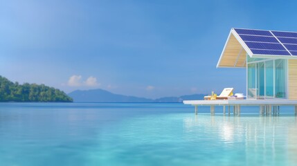 Obraz premium Serene Eco-Friendly House by Tranquil Blue Water