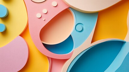 Abstract pastel shapes layered design artwork