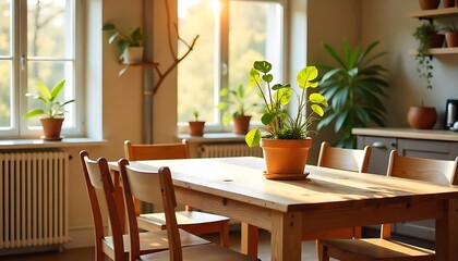 table and chairs in cafe