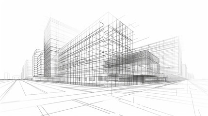 Fototapeta premium Modern house architectural drawing abstract architectural structure Plan of contemporary residence