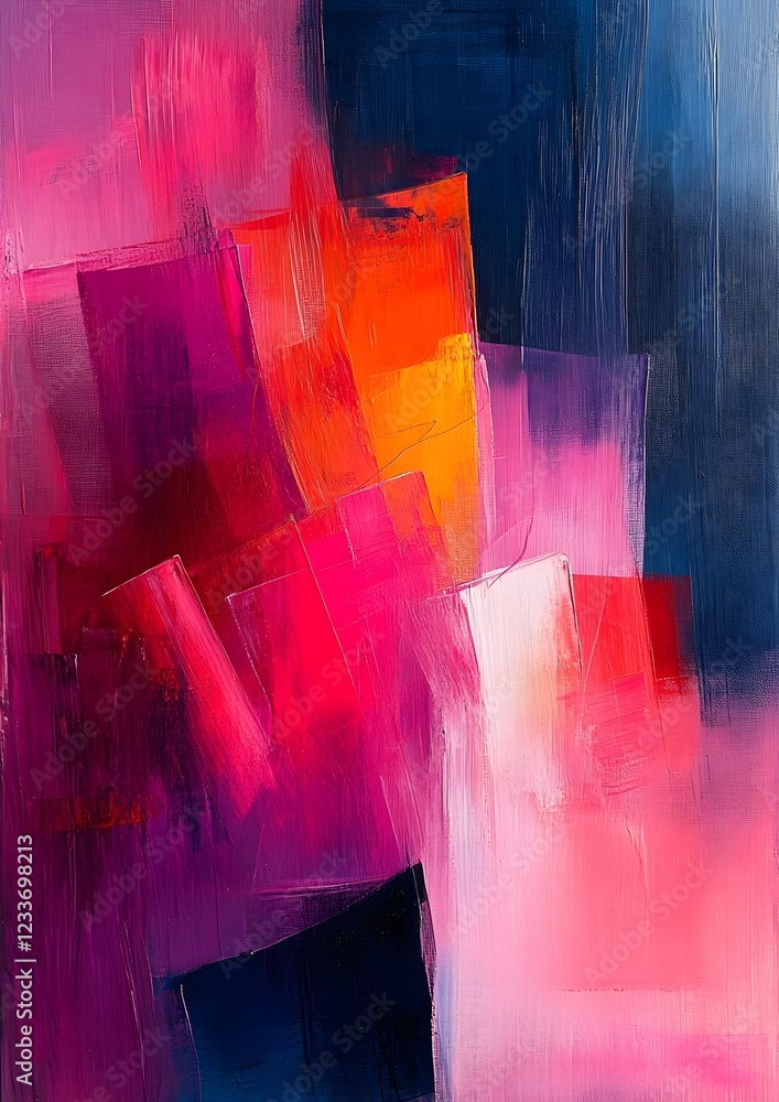 Poster vibrant abstract painting with fluid brush strokes and mesmerizing geometric patterns long title thi