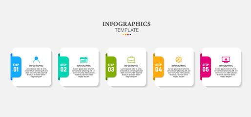 Infographic label design with 5 options or steps. Infographics for business concept. Can be used for presentations banner, workflow layout, process diagram