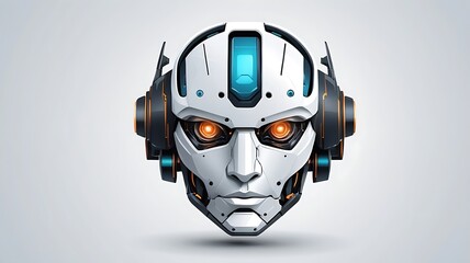 A futuristic 3D AI robot head icon.