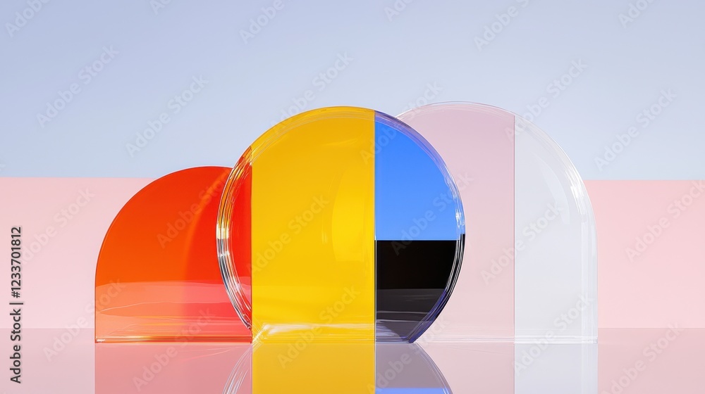 Poster colorful abstract shapes mirroring natural forms in studio setting with backlighting focus on dualit