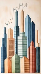 Obraz premium An artistic representation of a city's skyline with rising trends.