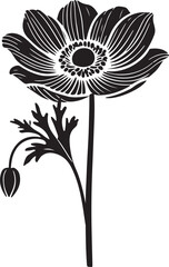 Anemone Flower Silhouette Art. Vector Design for Nature Lovers