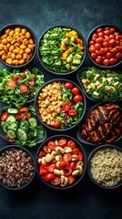 Fototapeta premium Colorful Bowls of Healthy Vegetarian Food