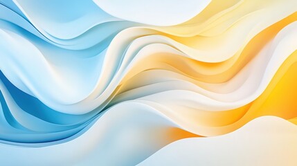 Obraz premium Abstract gradient banner featuring soft white, blue, and yellow hues, blending seamlessly for a clean, smooth transition that evokes a serene, calming effect 