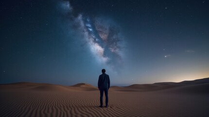 Fototapeta premium A Breathtaking Night Under the Stars: Exploring the Milky Way Over Serene Sand Dunes