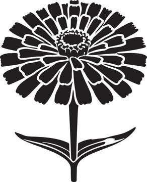 black zinnia flower silhouette on white clip art preview