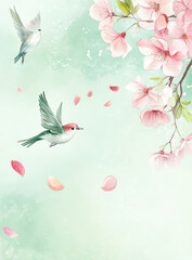 floral background with birds