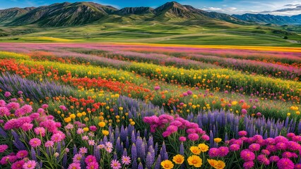 nature landscape mountain flower field tree