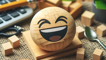 Smiling emoji happy and cheerful, representing summer vibes, joy, and fun in a cute cartoon style.