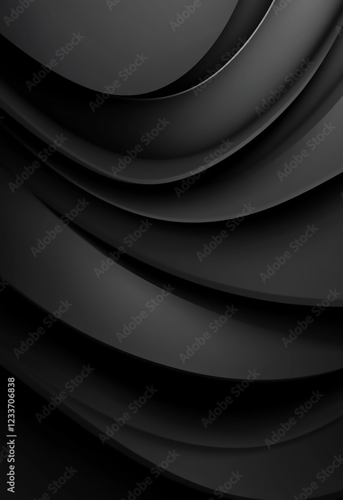 Poster abstract black wave banner with fluid curves on dark background. black wave pattern background