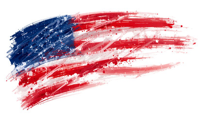 abstract USA flag in paint brush strokes isolated on white background
