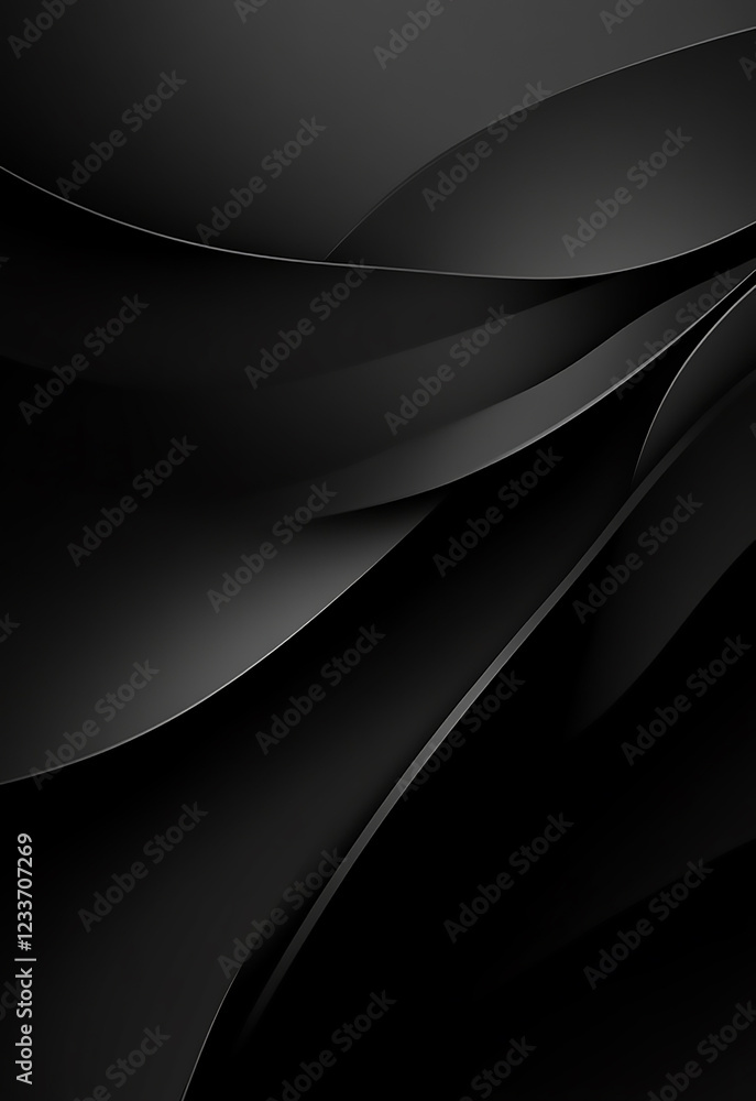 Poster abstract black wave banner with fluid curves on dark background. black wave pattern background