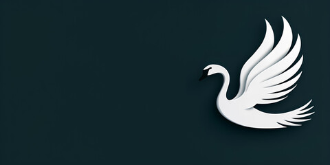 Obraz premium white illustration swan on a blue background- space for design or text. 
