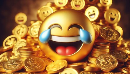 Smiling emoji happy and cheerful, representing summer vibes, joy, and fun in a cute cartoon style.