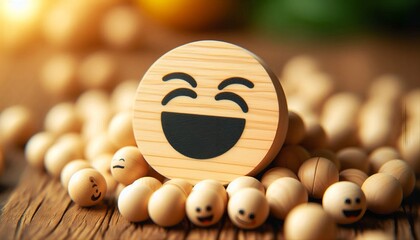 Smiling emoji happy and cheerful, representing summer vibes, joy, and fun in a cute cartoon style.