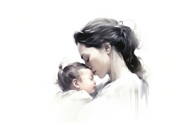 Naklejka premium Mother portrait kissing adult.