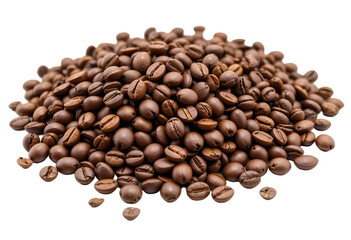 Naklejka premium roasted coffee beans stacked on white background 