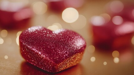 Obraz premium Glittery Red Heart with Blurred Background Lights