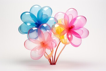 A Dance of Colorful Glass Flowers Vibrant Glass Petals on Dark Canvas Macro Marvels of Color and Light