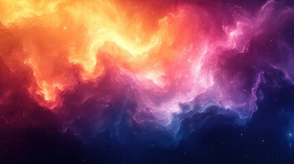 Naklejka premium Cosmic Nebula: A Symphony of Orange, Pink, and Blue Hues