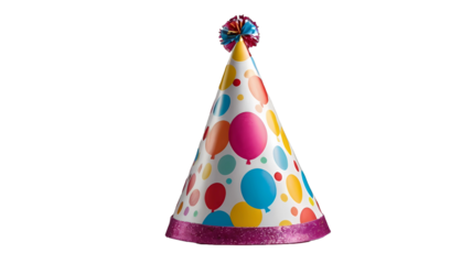 party hats isolated on white background, birthday party hat isolated on transparent background