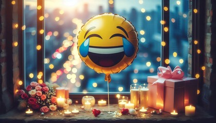 Smiling emoji happy and cheerful, representing summer vibes, joy, and fun in a cute cartoon style.