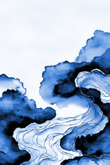 Wavy ink painting style art generative AI