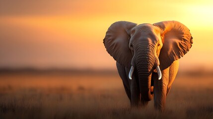 Fototapeta premium African Elephant at Sunset in the Savanna