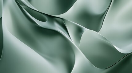 Abstract green flowing fabric texture background.