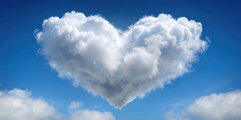 Naklejka premium serene, clouds, white, heart, gentle, fluffy, nature, soft, sky, cloud, blue, day, cloudscape, weather, love, air, heaven, summer, beautiful, light, cloudy, sun, atmosphere, cumulus, clear, bright, ba