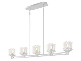 RH DEMARET LINEAR CHANDELIER - Elegant Lighting Fixture Against white Background