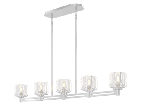 RH DEMARET LINEAR CHANDELIER - Elegant Lighting Fixture Against white Background