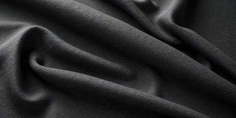 Fototapeta premium Soft, stretchy dark gray fabric glows subtly under the light, showcasing its intricate textured surface and inviting touch