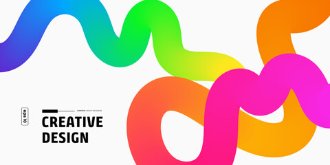 Abstract Rainbow Wave Design, Colorful Fluid Curves, Vibrant Background