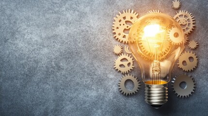 Light Bulb with Gears Representing Innovation and Creativity Concept