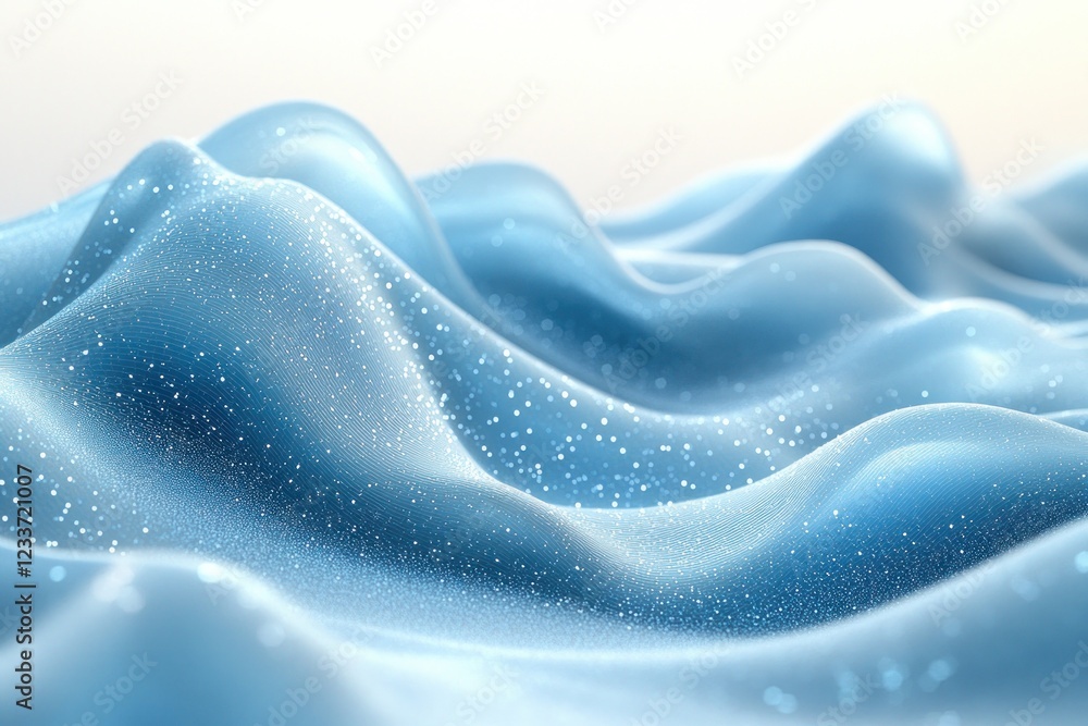 Poster abstract blue waves with sparkling texture in soft light