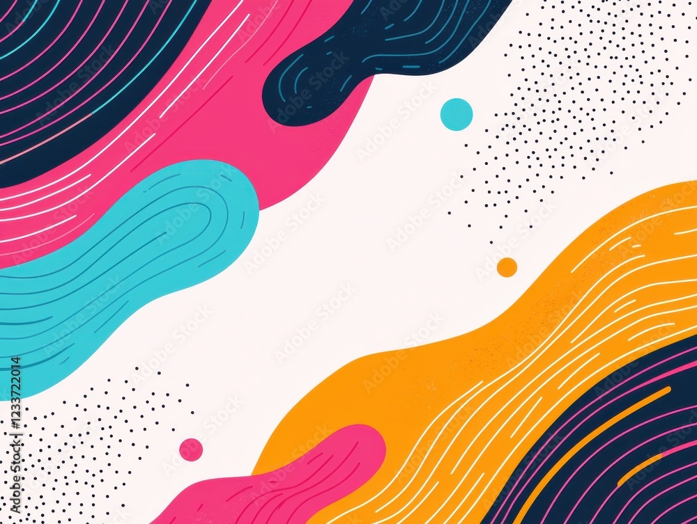 Aufkleber colorful abstract design with flowing lines and circular shapes.
