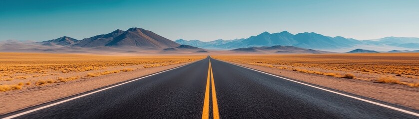 Fototapeta premium Endless road stretching through stunning desert landscape.