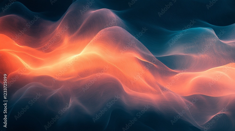 Poster abstract digital art with flowing lines and waves of color, capturing a mesmerizing dynamic energy i