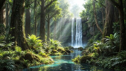 nature landscape mountain waterfall cascade forest stream lake