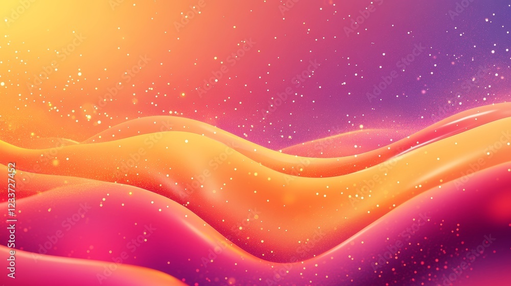 Poster abstract background of flowing waves with a vibrant color scheme. the waves are in shades of orange,