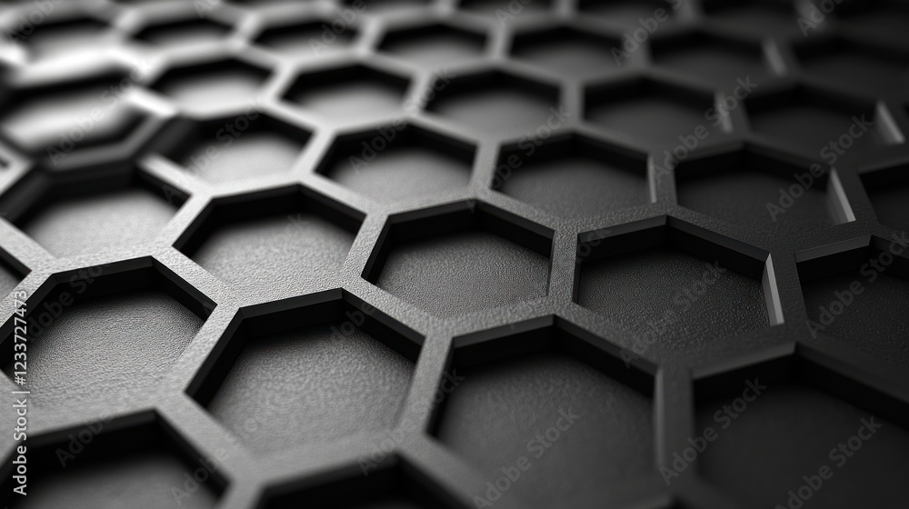 Poster abstract dark grey hexagonal pattern background.