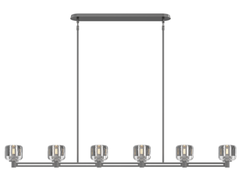 RH DEMARET LINEAR CHANDELIER - Elegant Lighting Fixture Against Black Background