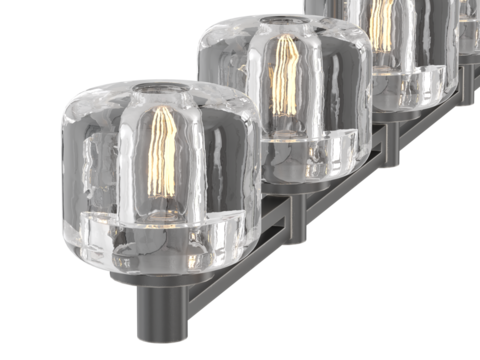 RH DEMARET LINEAR CHANDELIER - Elegant Lighting Fixture Against Black Background