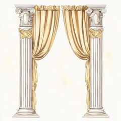 Fototapeta premium An ancient greek Greek Vintage pillar curtain architecture arched column.